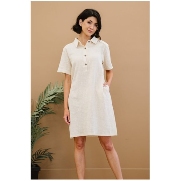 A Classy Chic Boutique Dresses & Skirts - Zenana Iconic Scene Full Size Gauze Half Button Dress